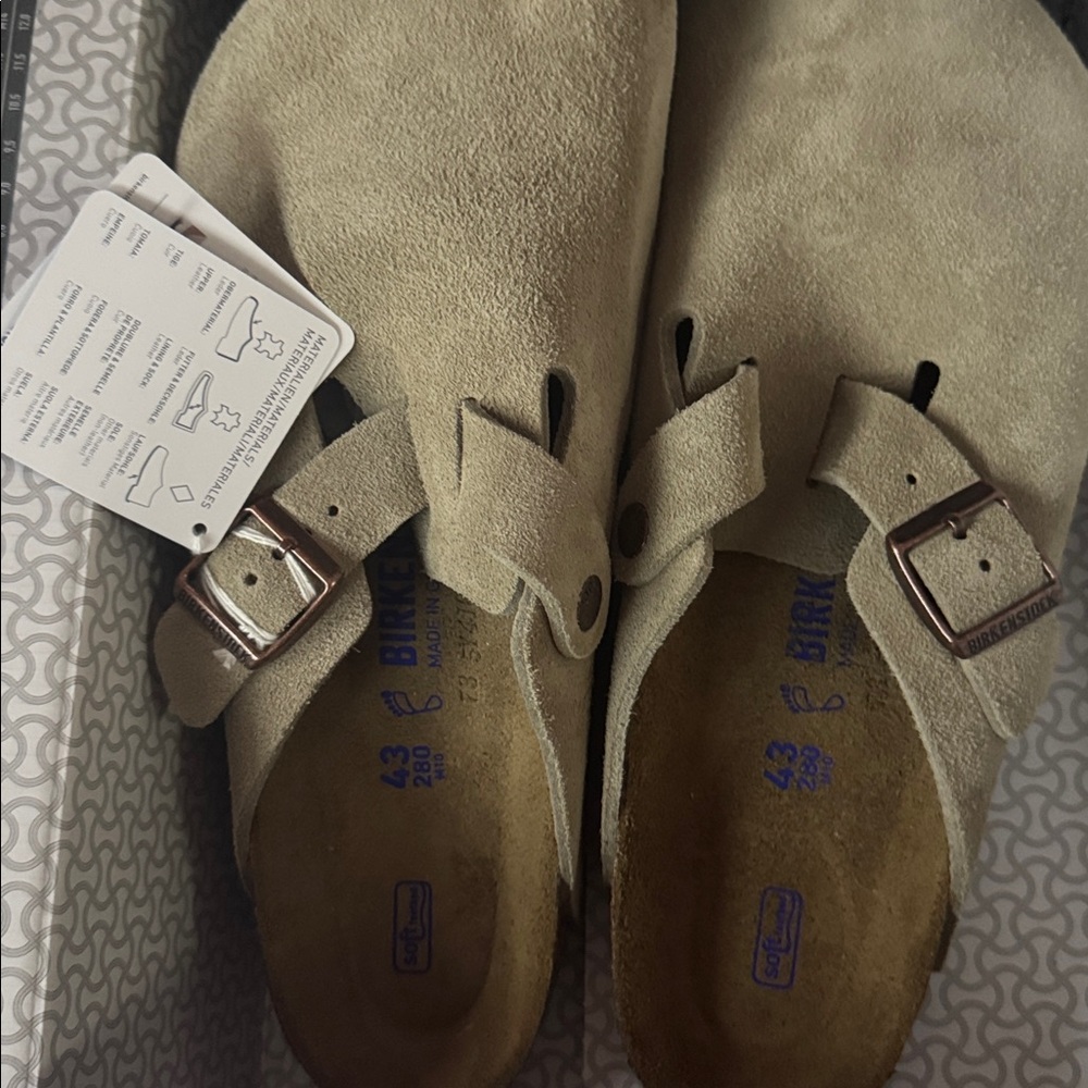 Birkenstock Taupe Suede Clogs - Picture 7 of 8